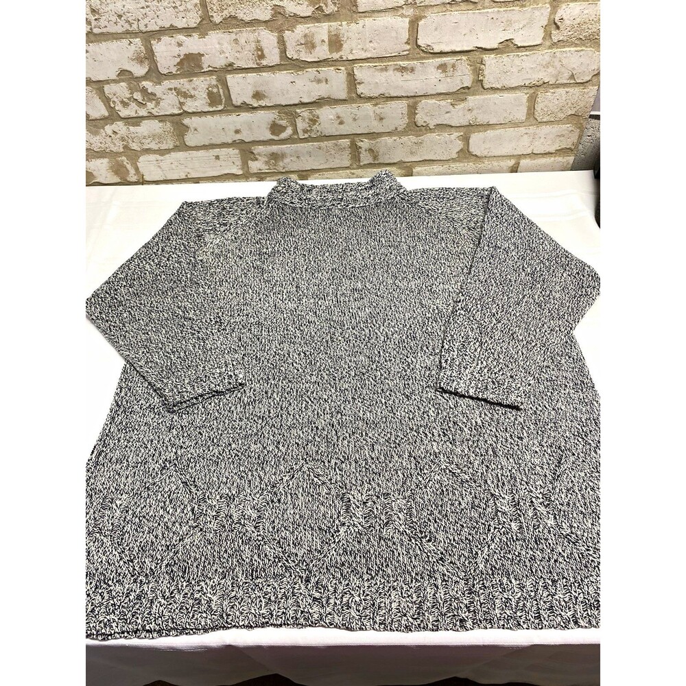 Stefano Women’s Marled Knit Sweater – One Size Fits Most – Gray/White Long Sleev